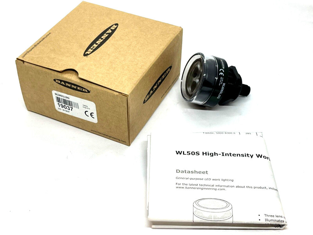 Banner WL50SGL20Q Sealed LED Work Spotlight 50mm Green 20 Degree Lens 19037