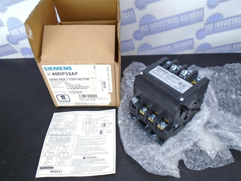 SIEMENS 40DP32AF - NON-REVERSING CONTACTOR 40DP, 3P, 3PH, SZ1, 27A -(NEW in BOX)