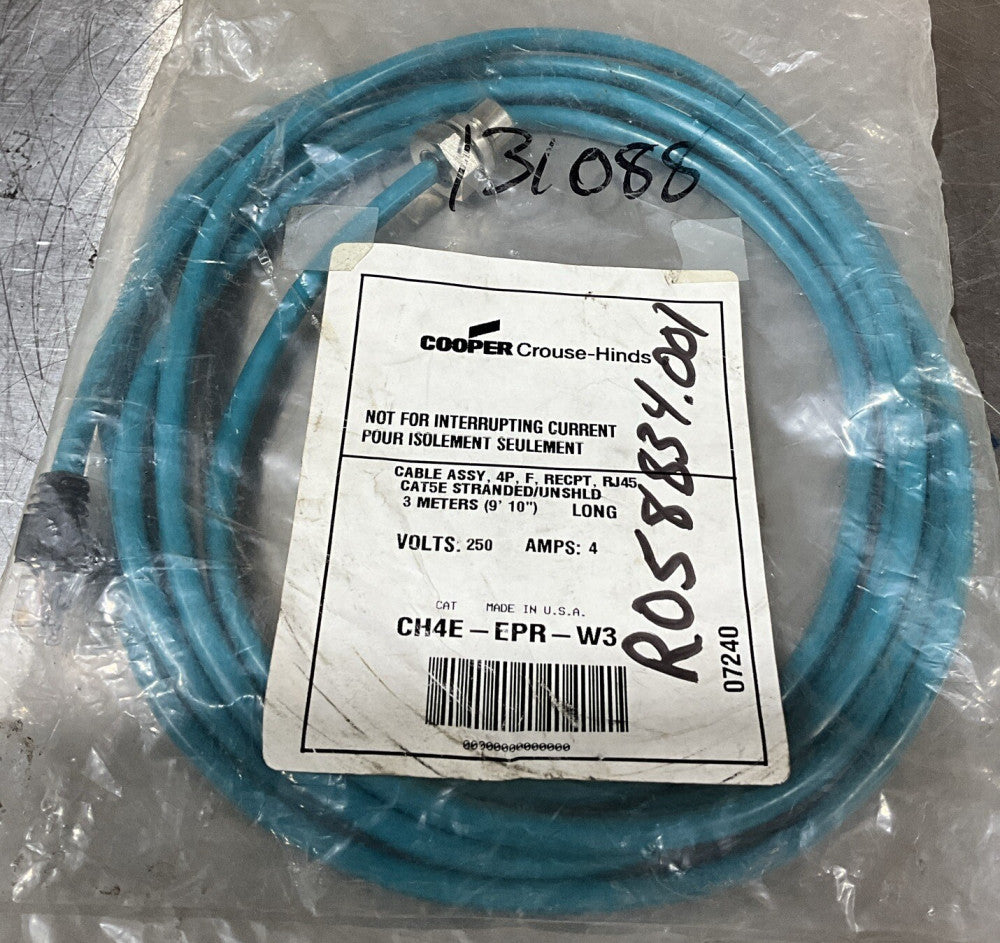COOPER CH4E-EPR-W3 NEW 3 METER 4 PIN FEMALE TO RJ45 CABLE ASSEMBLY CH4EEPRW3