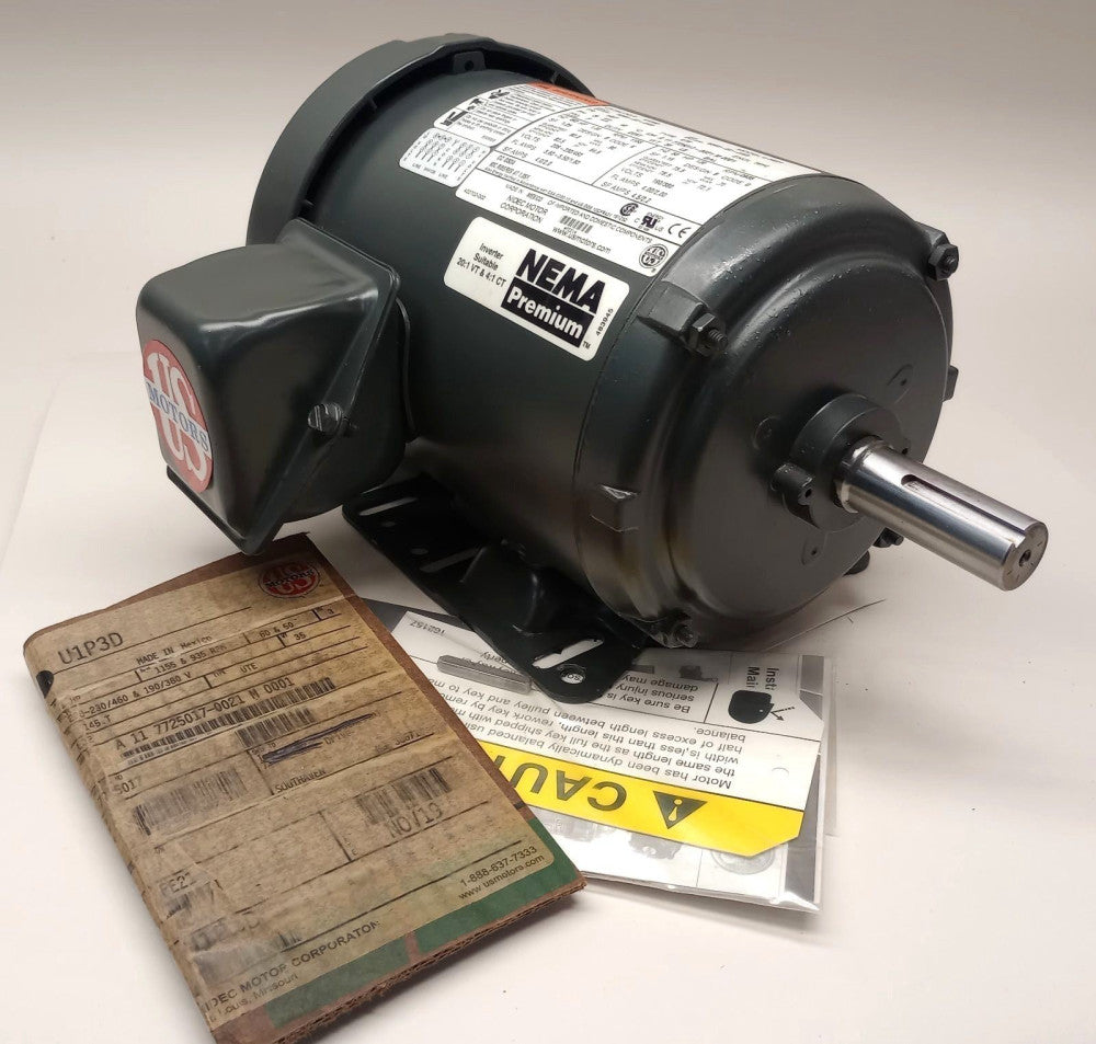 US Motors U1P3D Electric Motor FE21 3ph 1hp TEFC 145T 935/1155rpm Nidec