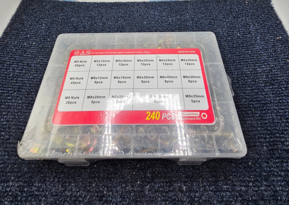 (QTY 480)   Bolts and Nuts Assortment Assembly M5, M6, M8