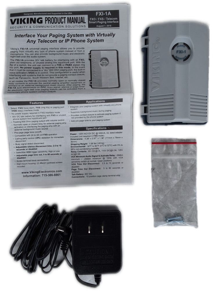 Viking FXI-1A Universal Telecom Paging Interface 