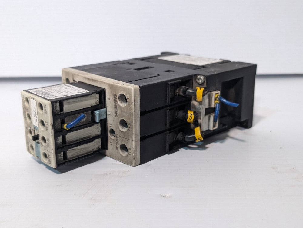 Siemens 3RT1034-1BB44 contactor with 3RH1921-1HA22 contact block as pictured