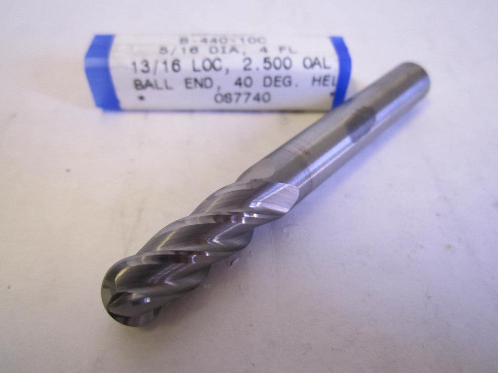 RobbJack (B-440-10C) 5/16 x 13/16 x 5/16 x 2-1/2 4Fl Solid Carbide Ball End Mill