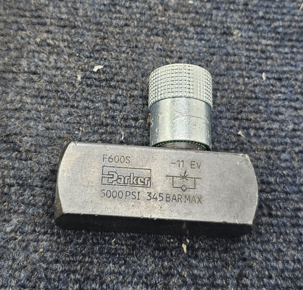 Parker F600S Hydraulic In-Line Flow Control Valve 5000 PSI 345 Bar Max
