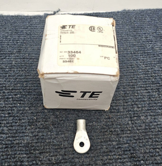 (QTY 100) TE Connectivity 33464: Closed Ring Tongue Terminals 6 AWG #10 Stud