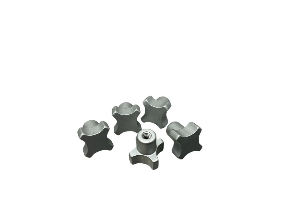 Set of 2 Lobed Knob: Female 4 Points, Hole .2” Aluminum
