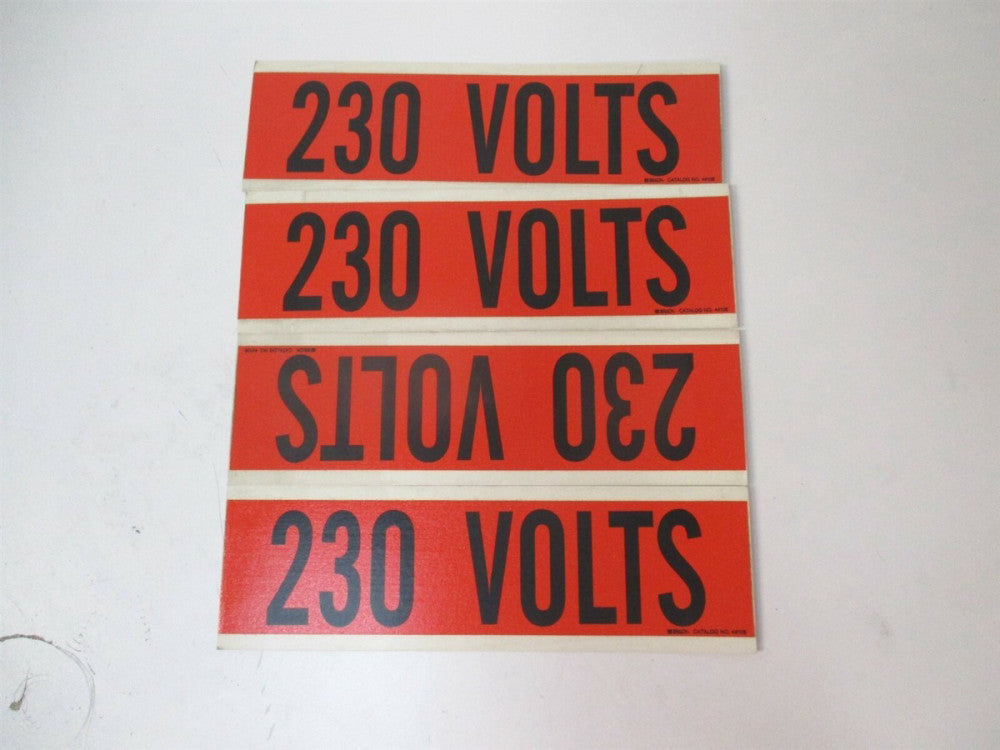 Brady (44108) 9 in x 2-1/4 in 230 Volts Red Self-Stick Vinyl Markers - Qty 4