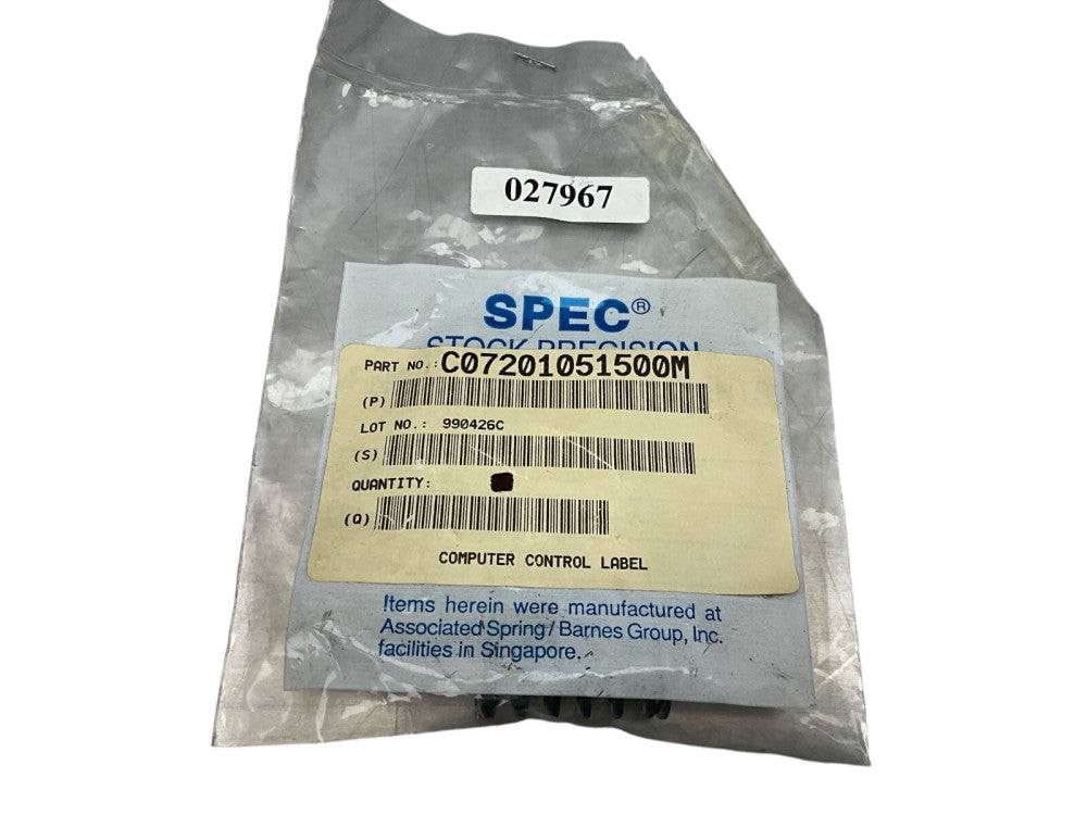 Spec Stock Precision C07201051500M Compression Spring,Music Wire