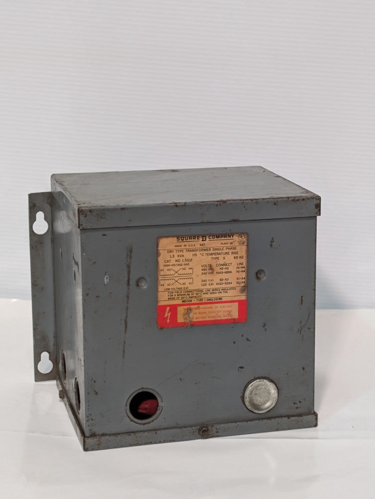 Square D 1.5S1F Type S Dry Type 1 Single Phase Transformer 7"x7-1/4"x6-1/2"