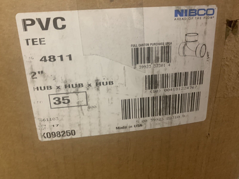 NEW Nibco K098250 - 4811 2" Sanitary Tee (35 PC BOX)