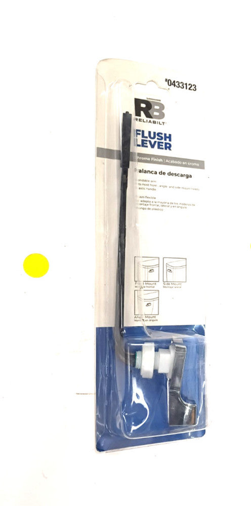 NEW RELIABILT UNIVERSAL TOILET TANK FLUSH LEVER  0433123 - CHROME FINISH