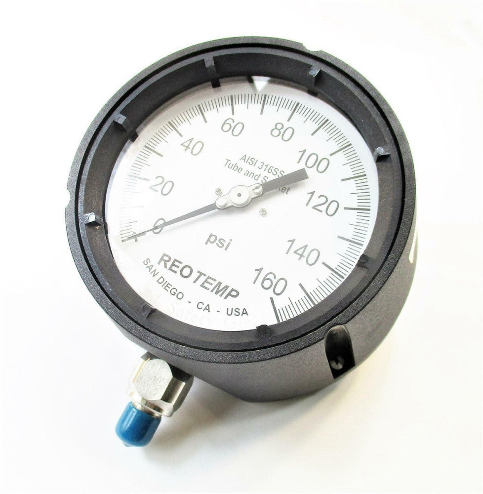 NEW Reotemp PT45P1A4P19DT 160 PSI Industrial Process Pressure Gauge 4 1/2" Face