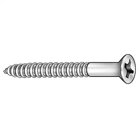 Zoro Select U49876.024.0250 Wood Screw, #14, 2-1/2 In, Plain Brass Flat Head