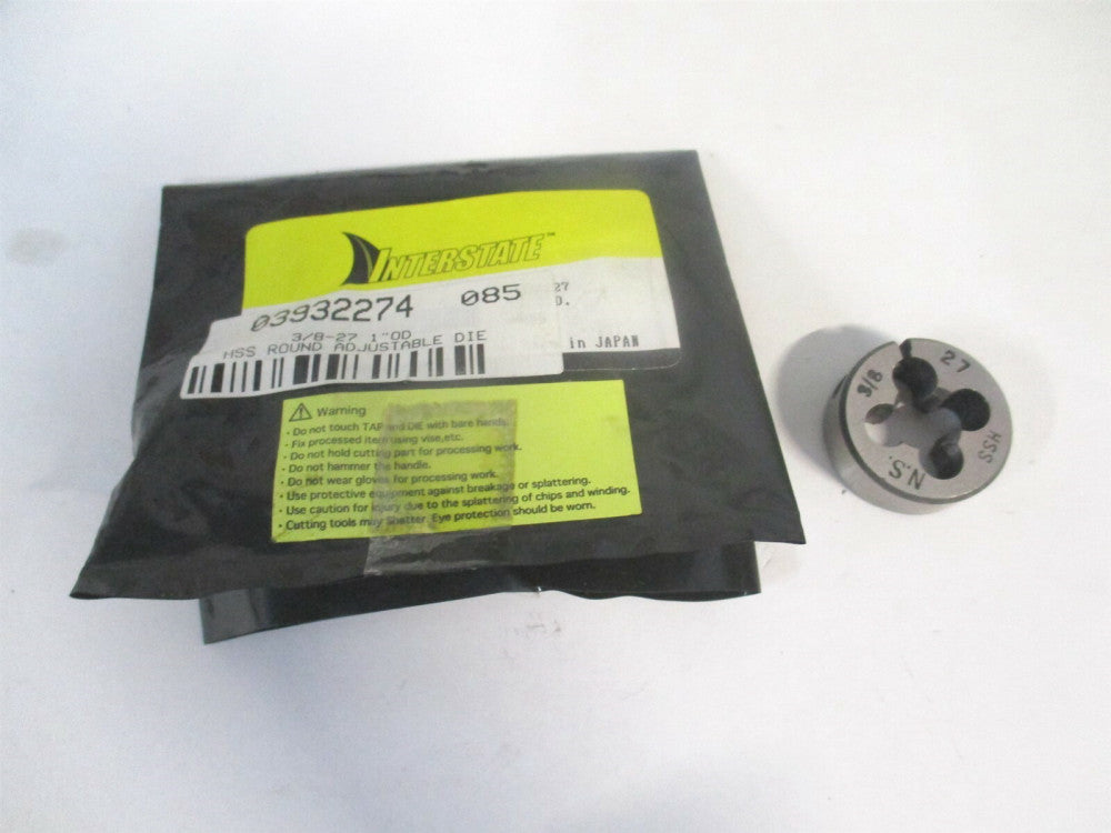 (315-1143) 3/8-27 UNS 1" OD High Speed Steel RH Round Adjustable Die 