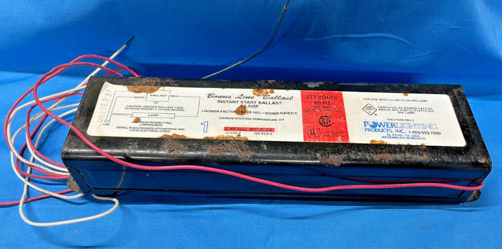 POWERLIGHTING 8G1764W BONUS LINE BALLAST INSTANT START 277VOLTS 60HZ 0.375 AMPS