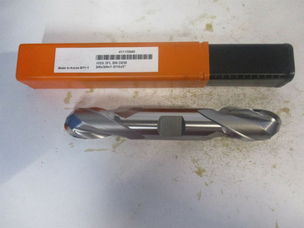 (E211204801) 3/4" x 1-5/16" x 3/4" x 5" OAL HSS 2 Flute Spiral Ball End Mill 