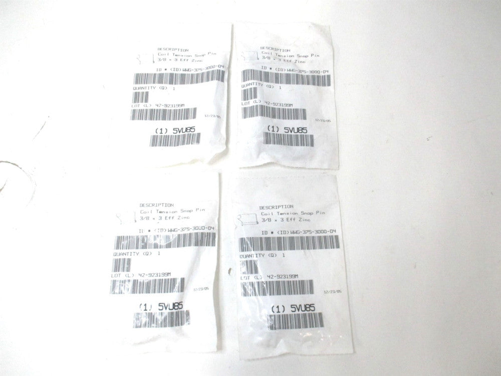 (U39681.037.0300) 3/8" x 3" x 3-11/16" OAL Steel Safety Pin - Lot of 4