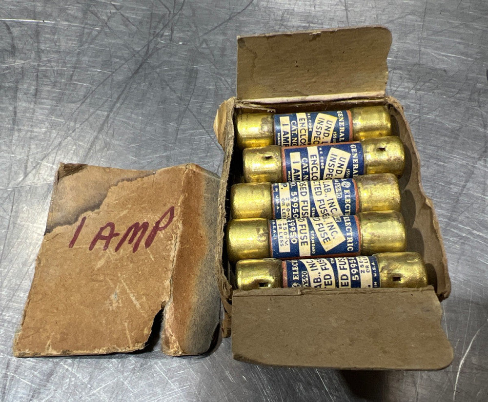 Nos Surplus Rare Vintage General Electric Cat 59950 1 Amp Fuses. Box Of 10