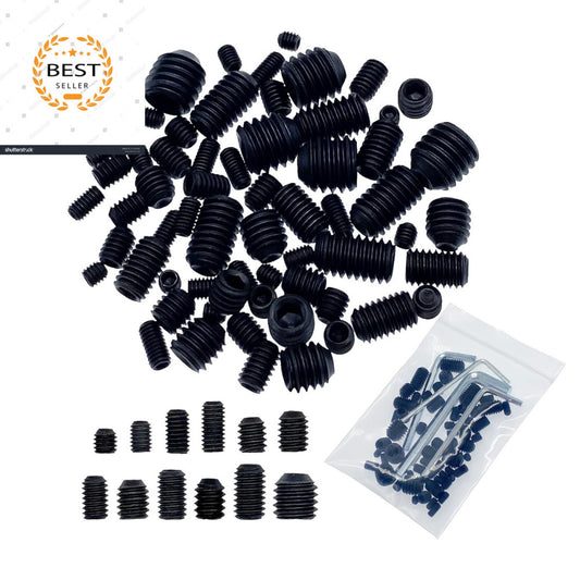 60Pcs Set Screws, Set Screws Assortment Kit, Grub Screws M3 M4 M5 M6 M8 for Home