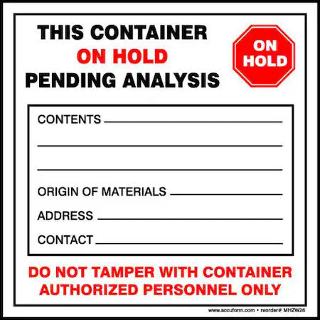 Accuform Mhzw26psl Dot Handling Label, Paper, 6" W, 6" H