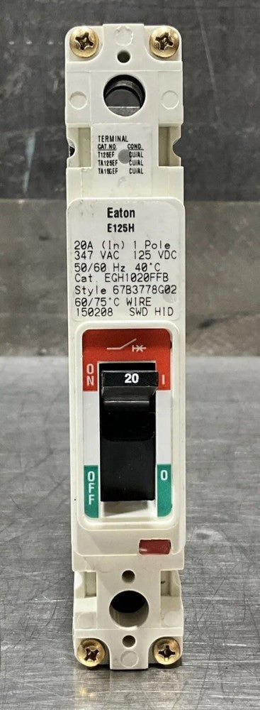EATON/Cutler Hammer EGH EGH1020FFB 1Pole 20Amp 277V Bolt-On Nos Surplus