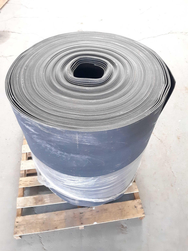 Black PVC 39.5"X1/4"X396' Conveyor Belt, Ribber Top 396Ft Length 