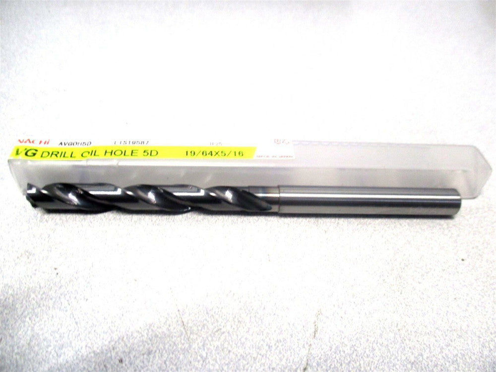 Nachi (1388791) 19/64" x 5/16" x 118mm OAL 2-Flute Carbide 5D Oil Hole Drill