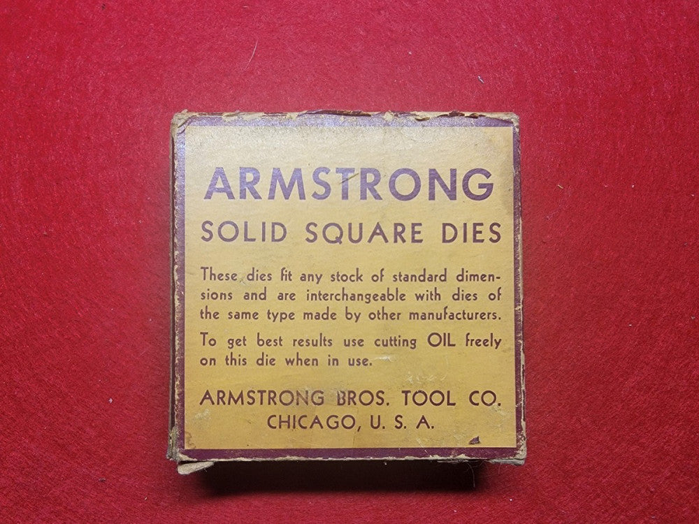 NOS Armstrong Solid Square Threading Die 1-7/8"-8