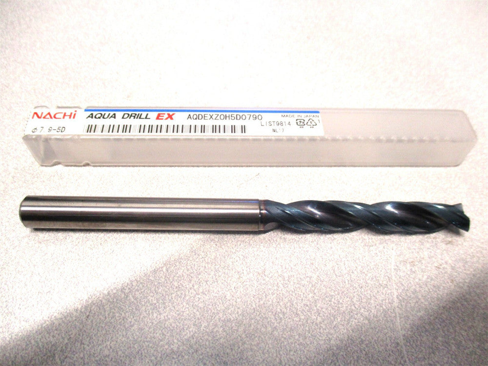 Nachi (0720258) 7.9mm x 110mm OAL 2-Flute RH Carbide Aqua Ex Flat Bottom Drill