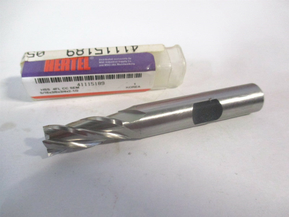 (E1039020) 5/16" x 3/4" x 3/8" x 2-1/2" OAL HSS RH 4 Flute Square End Mill 