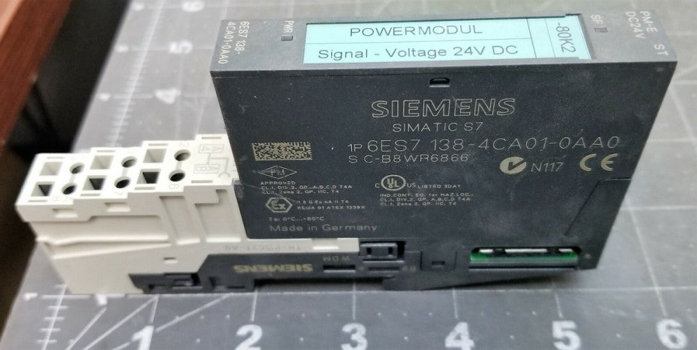 SIEMENS 6ES7 138-4CA01-0AA0 POWER MODULE & TM-P16C23-A0 BASE [A8BC]