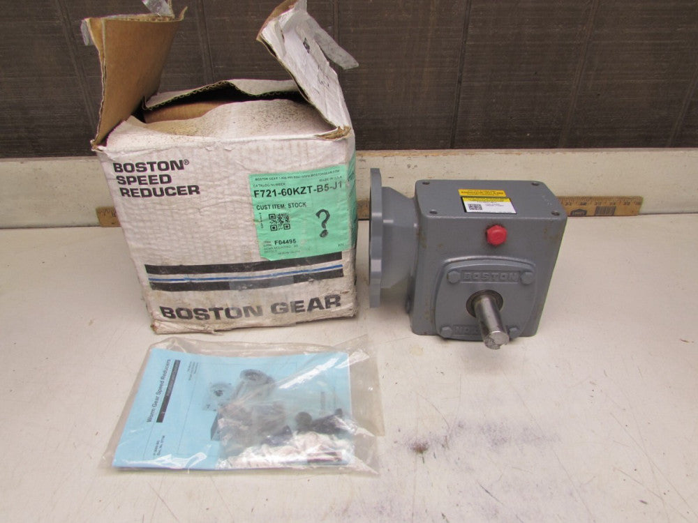 NEW BOSTON GEAR 700 SERIES GEAR REDUCER, RATIO:60, .55 INPUT HP,F721-60KZT-B5-J1