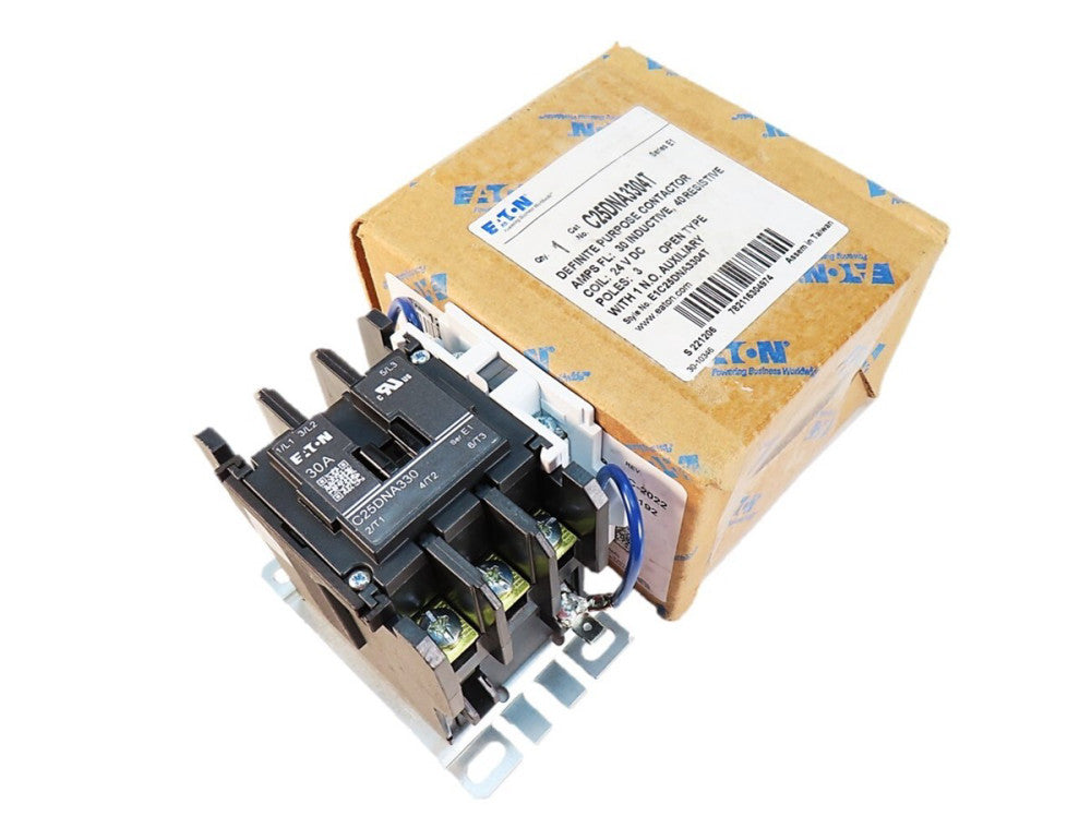 Eaton  C25DNA3304T  Definite Purpose Contactor 30/40A 24VDC Coil 3 Pole  NIB