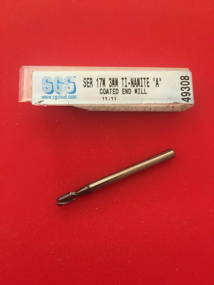 NEW SGS 49308 3mm Solid Carbide End Mill 2 Flute Square Ti-Namite "A" Coated