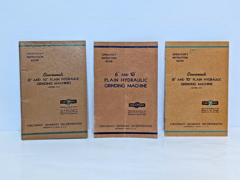 Cincinnati EA 6" & 10" Plain Hydraulic Grinding Machine Operators Instructions