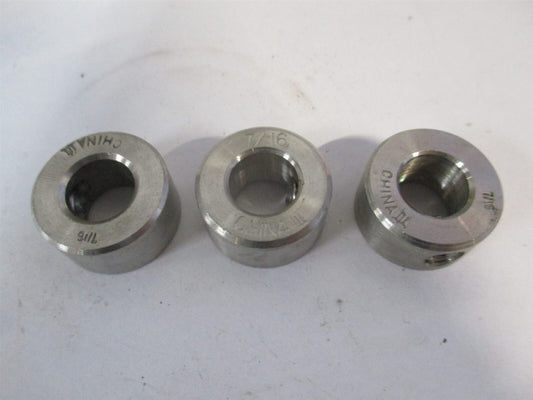 (CLCP-007SS) 1/2" x 7/16" SS One Piece Solid Set Screw Collars - Lot of 3 