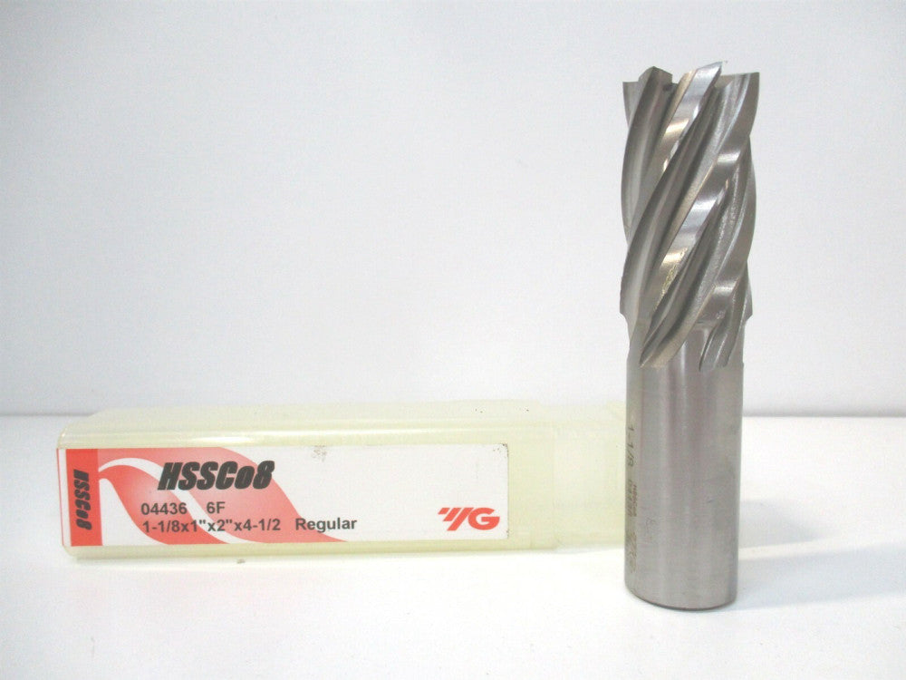 YG-1 (04436) 1-1/8" x 2" x 1" x 4-1/2" OAL HSS Finishing 6-Flute Square End Mill
