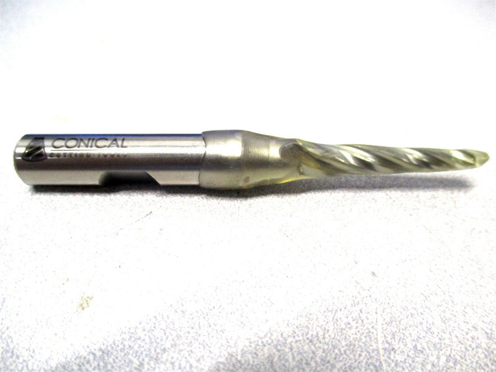 Conical (C-106) 3/32 - .225 x 3-1/4 3-Flute 3° Angle RH HSS Tapered End Mill