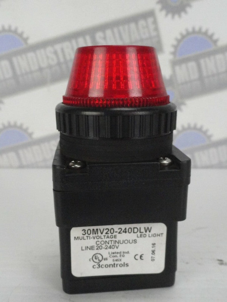 C3 CONTROLS - 30MV20-24DLW LED Light, Multi-Voltage, Continuous, 20-240V, Red