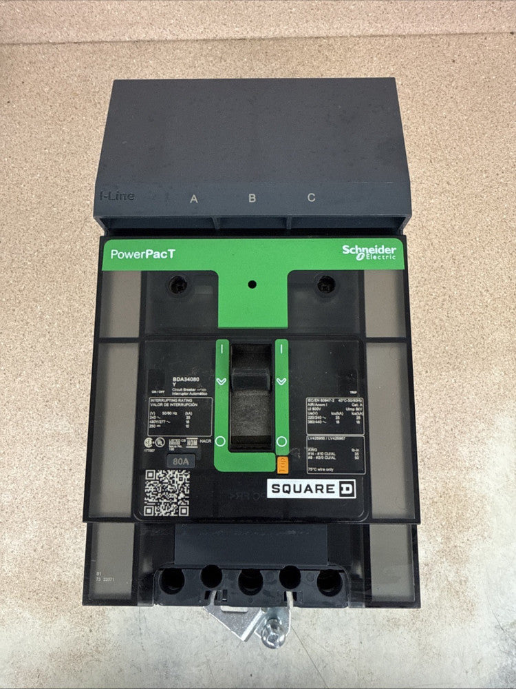 Square D BDA34080Y Power pacT 80 Amp 3 Pole I-Line Circuit Breaker - NNB