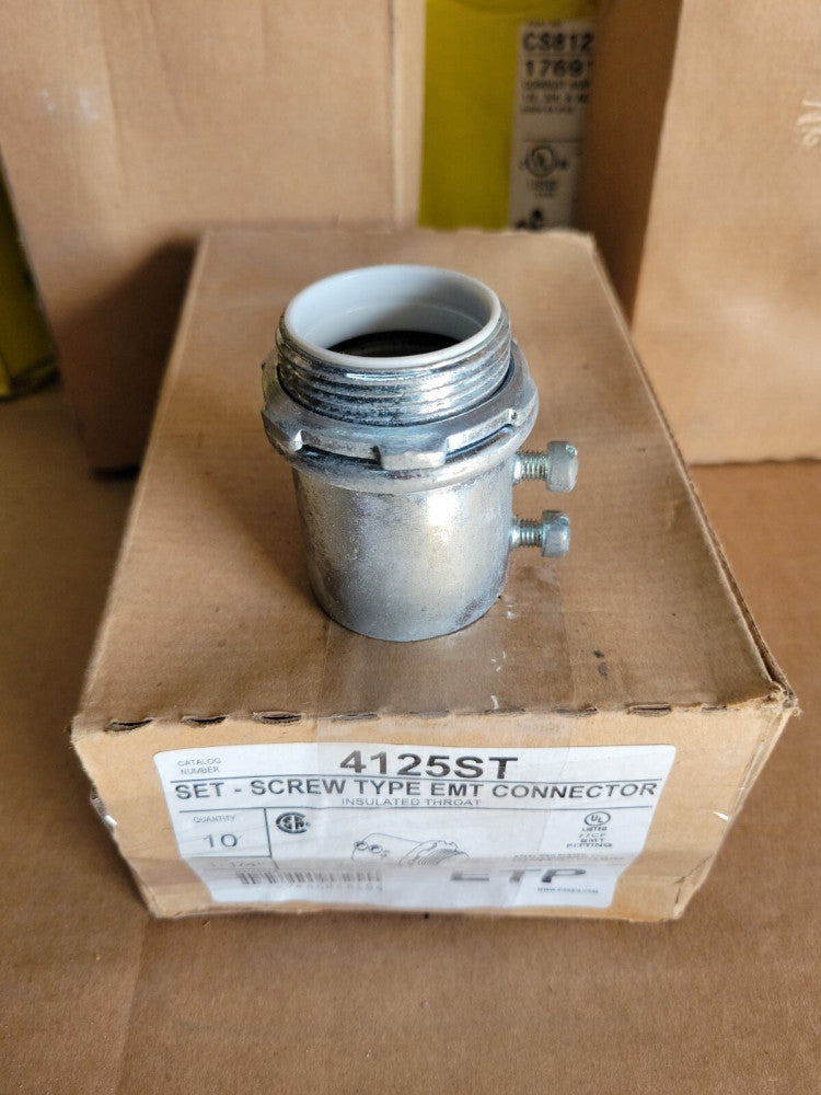 BOX OF 10-  ETP 1-1/4" CONCRETE TICHT CONNECTOR 4125ST SET SCREW STEEL ZINC NOS