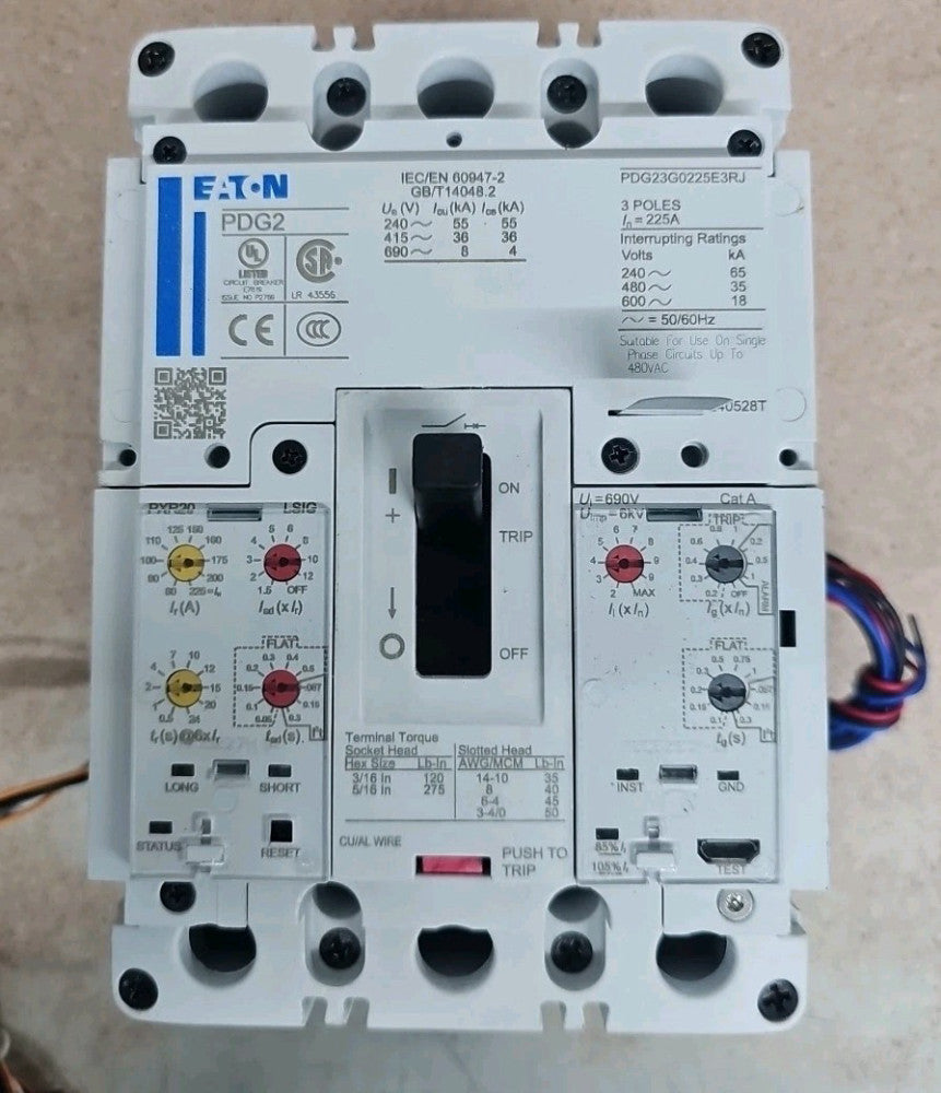 NTO PDG23G0225E3RJ - Eaton Feed-Thru 600V 225A 3 pole circuit breaker 35kA@480V