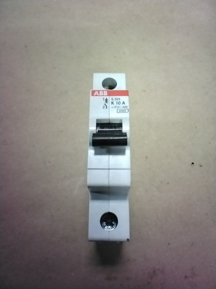 ABB Circuit Breaker S 201 K 10 A. ( Has Broken/missing Bottom Corner)  