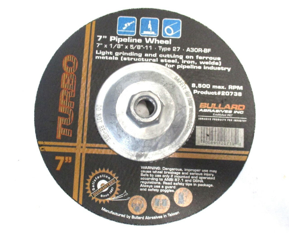 Bullard (20738) 7 x 1/8 x 5/8-11 Aluminum Oxide Depressed Center Grinding Wheel