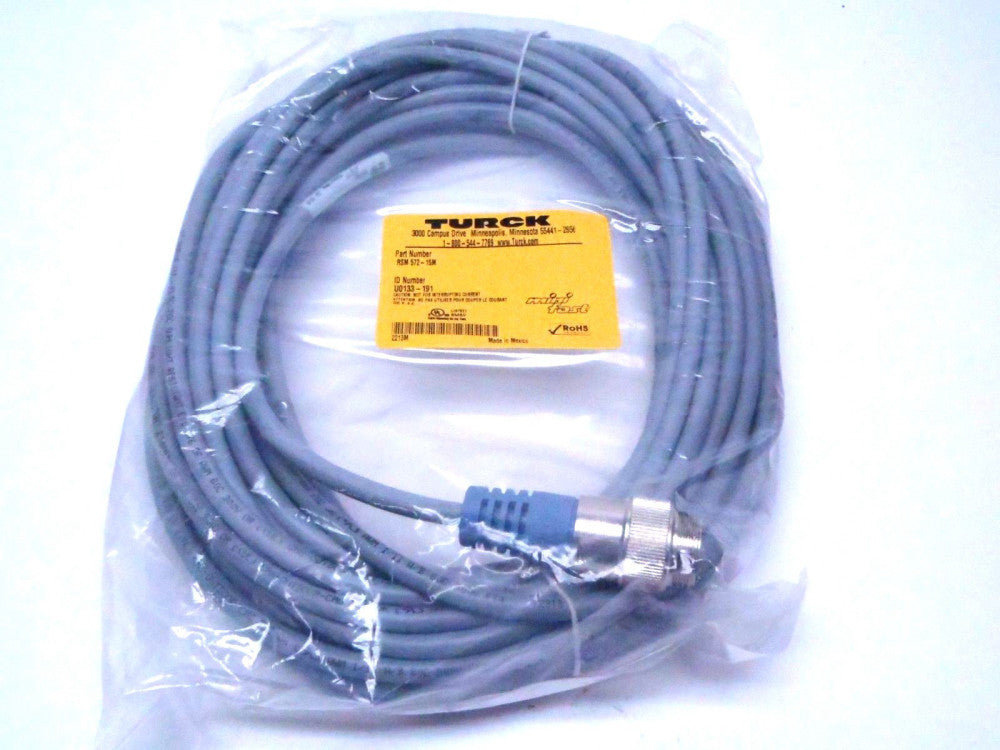 Turck RSM 572-15M Male Female 5-Pin Cordset 300V 4A U0133-191