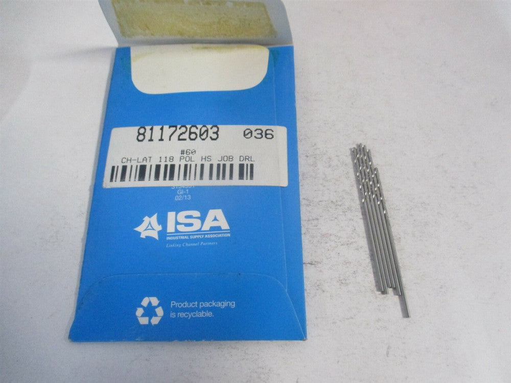 Chicago-Latrobe (44330) #60 11/16" x 1-5/8" 118° HSS Jobber Drill - Pack of 6