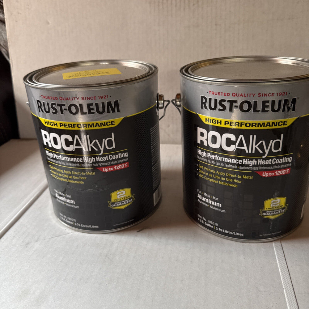 Lot Of 2 Rust-Oleum 286510 High Heat Resistant Coating, Flat Aluminum 36ND78 New