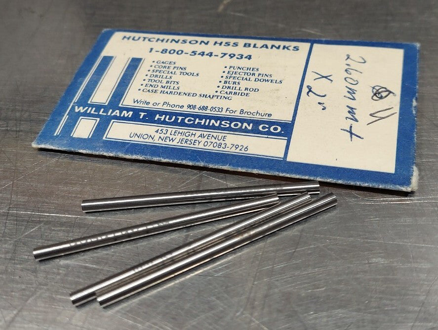 Lot Of 4 - USA Hutchinson 2.60mm x 2" Drill Blank Reamer Pin Gage
