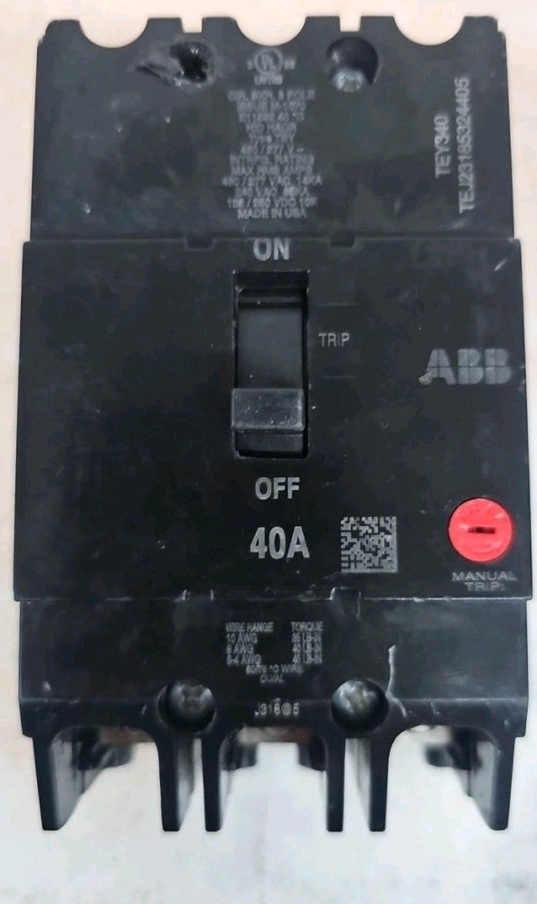 NTO GE TEY340 3Pole 40A Circuit Breaker 480/277V  14KA  240v 65KA NT